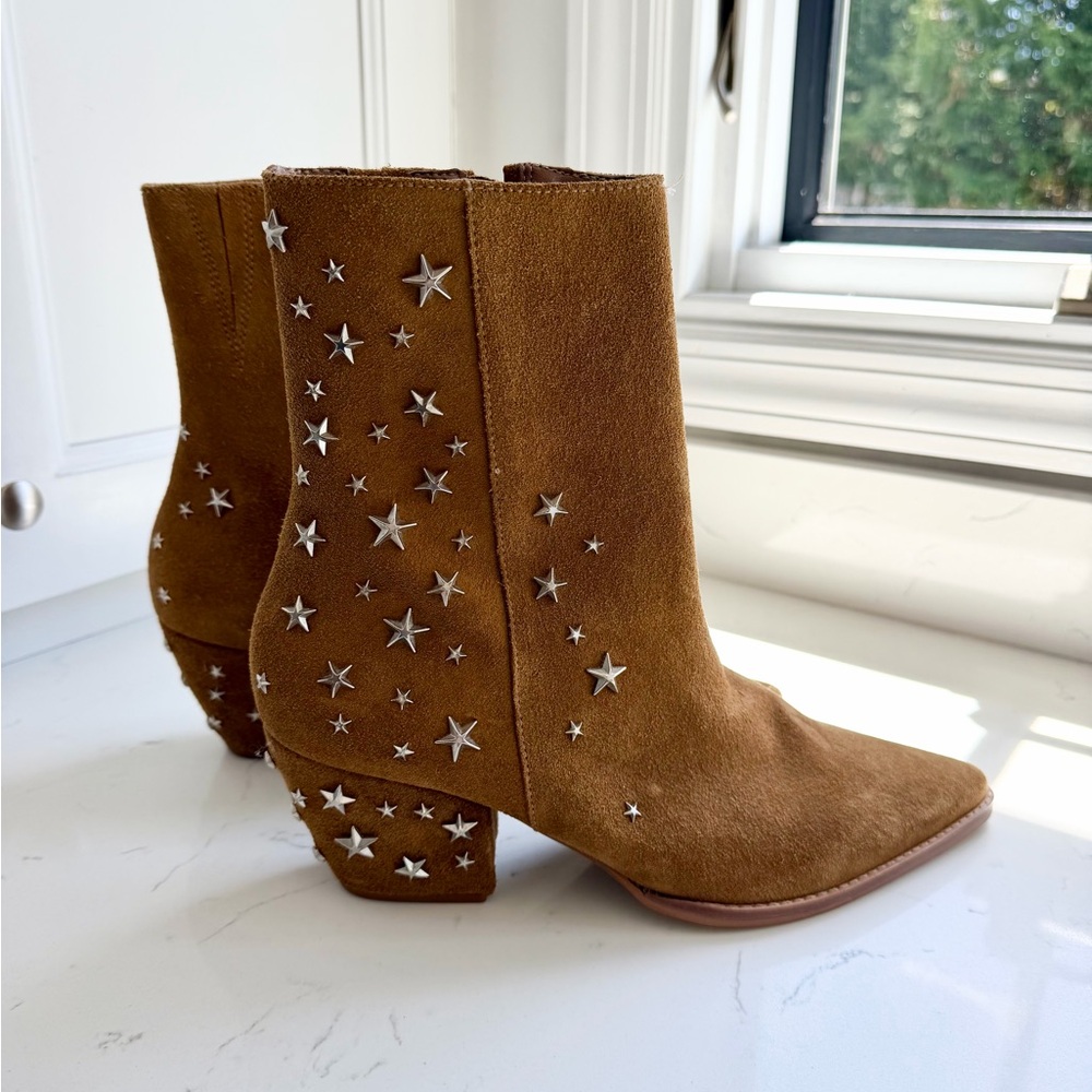 Matisse Brown Suede Star-Studded Ankle Boots